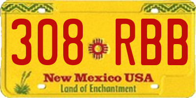 NM license plate 308RBB