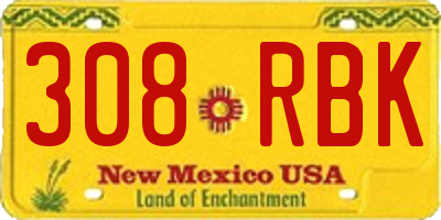NM license plate 308RBK