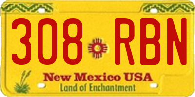 NM license plate 308RBN