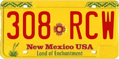NM license plate 308RCW