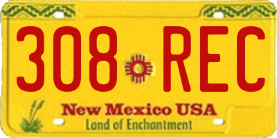 NM license plate 308REC
