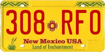 NM license plate 308RFO