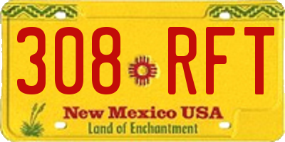 NM license plate 308RFT