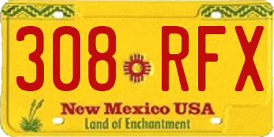 NM license plate 308RFX