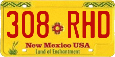 NM license plate 308RHD