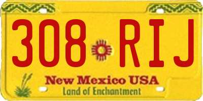 NM license plate 308RIJ