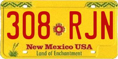 NM license plate 308RJN