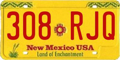 NM license plate 308RJQ