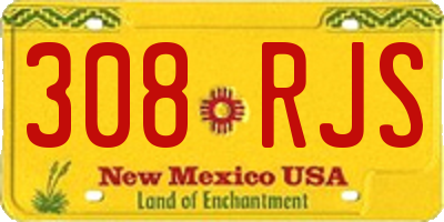 NM license plate 308RJS