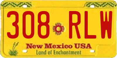 NM license plate 308RLW