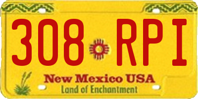 NM license plate 308RPI