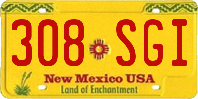 NM license plate 308SGI