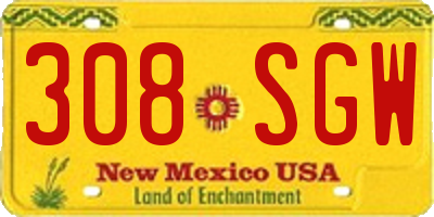 NM license plate 308SGW