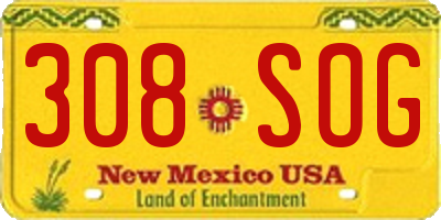 NM license plate 308SOG