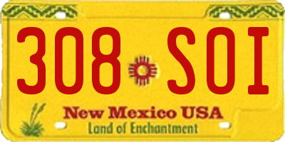 NM license plate 308SOI