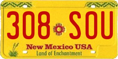 NM license plate 308SOU