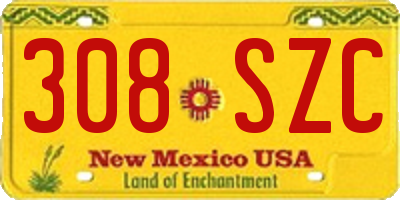NM license plate 308SZC