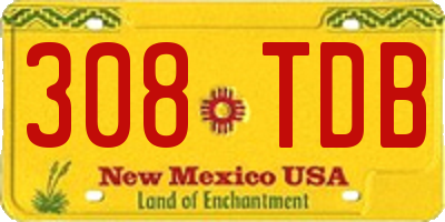 NM license plate 308TDB