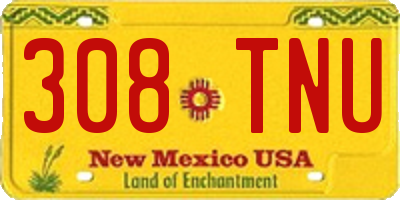 NM license plate 308TNU