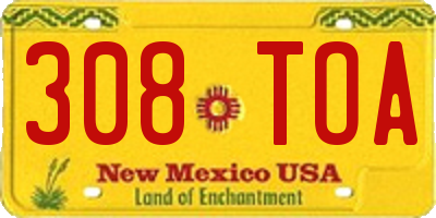 NM license plate 308TOA