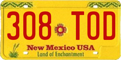 NM license plate 308TOD