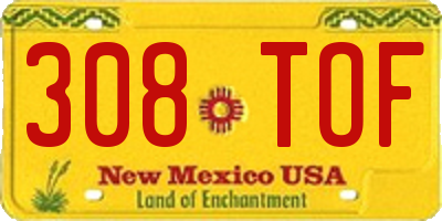 NM license plate 308TOF