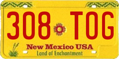 NM license plate 308TOG