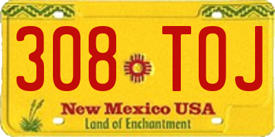 NM license plate 308TOJ