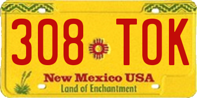 NM license plate 308TOK