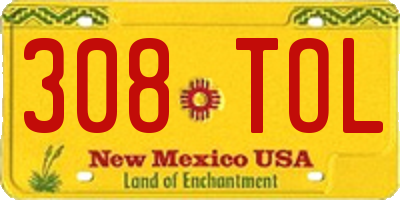 NM license plate 308TOL