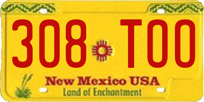 NM license plate 308TOO