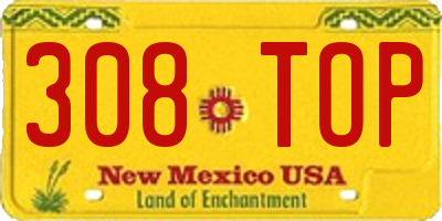 NM license plate 308TOP