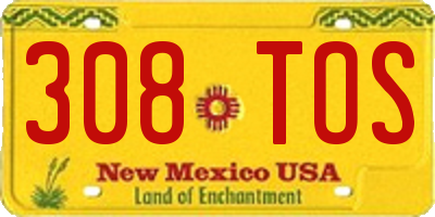 NM license plate 308TOS