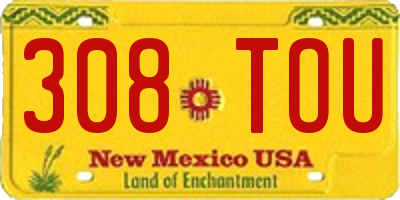 NM license plate 308TOU