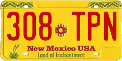 NM license plate 308TPN