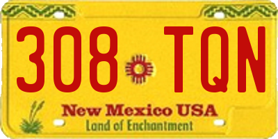 NM license plate 308TQN