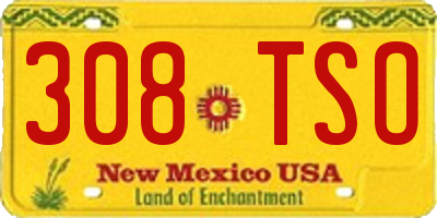 NM license plate 308TSO