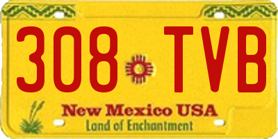 NM license plate 308TVB