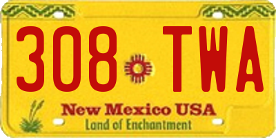 NM license plate 308TWA