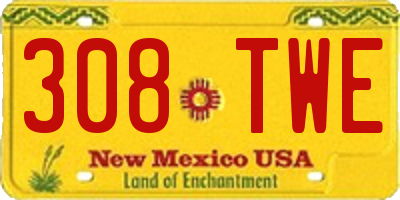NM license plate 308TWE