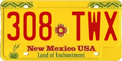 NM license plate 308TWX