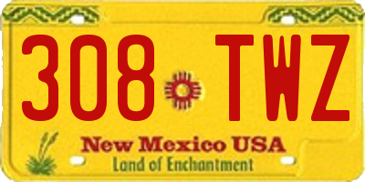 NM license plate 308TWZ