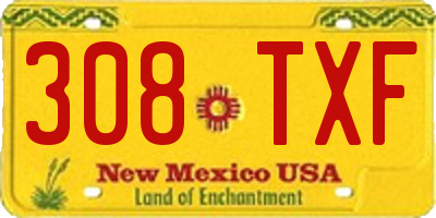 NM license plate 308TXF