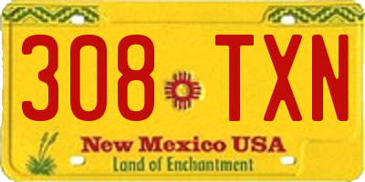 NM license plate 308TXN