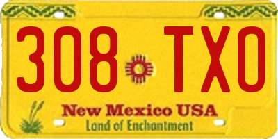 NM license plate 308TXO