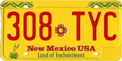 NM license plate 308TYC