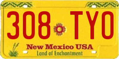 NM license plate 308TYO