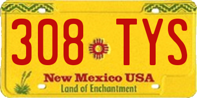 NM license plate 308TYS