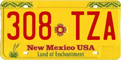 NM license plate 308TZA