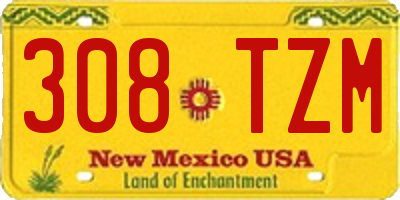 NM license plate 308TZM